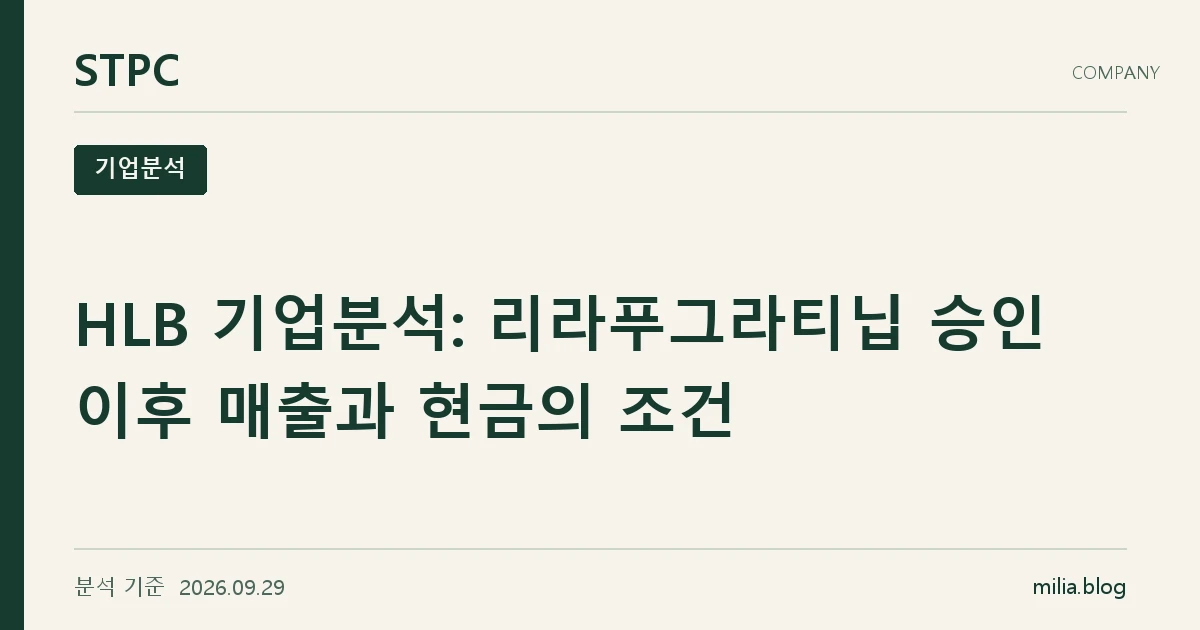 HLB 기업분석: 리라푸그라티닙 승인 이후 매출과 현금의 조건