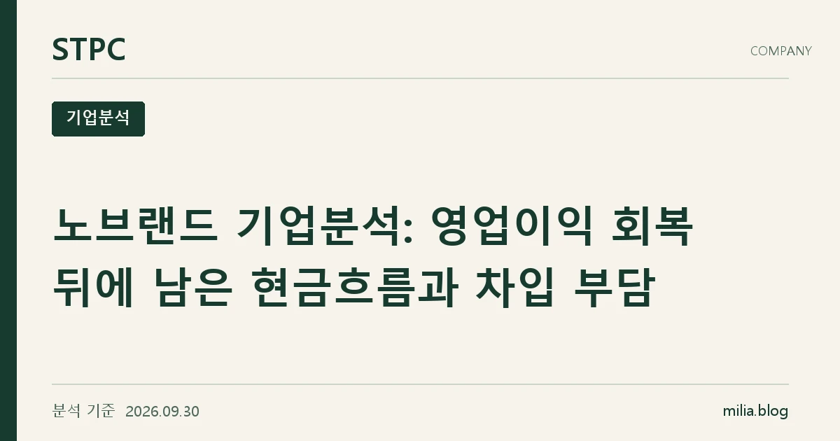 노브랜드 기업분석: 영업이익 회복 뒤에 남은 현금흐름과 차입 부담
