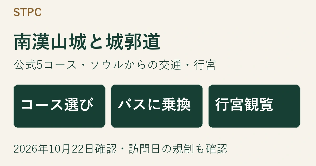 南漢山城と城郭道:5コース・交通・行宮の観覧案内