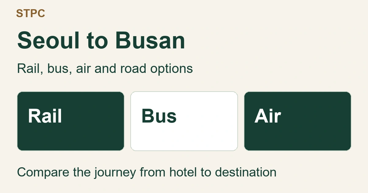 Seoul to Busan rail, bus and air comparison cover emphasizing the complete journey