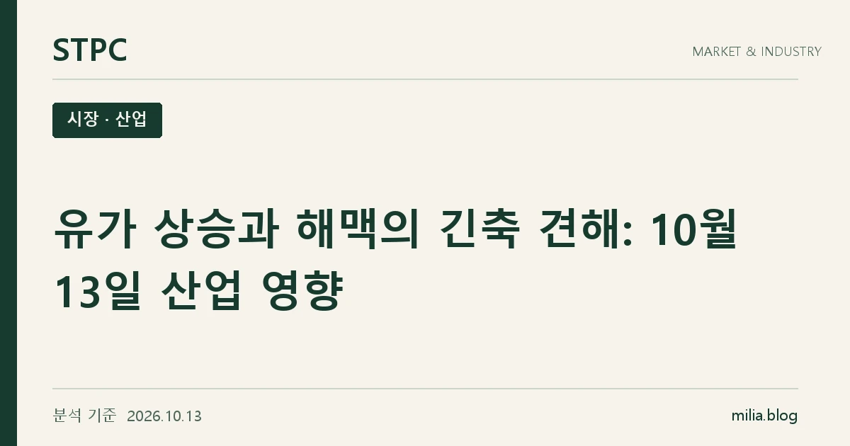 STPC 시장 · 산업 — 유가 상승과 해맥의 긴축 견해: 10월 13일 산업 영향. 분석 기준 2026.10.13.