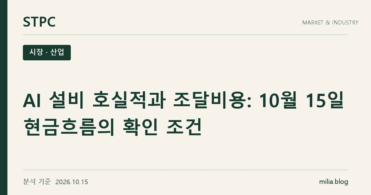 STPC 시장 · 산업 — AI 설비 호실적과 조달비용: 10월 15일 현금흐름의 확인 조건. 분석 기준 2026.10.15.