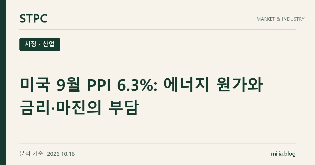 미국 9월 PPI 6.3%: 에너지 원가와 금리·마진의 부담